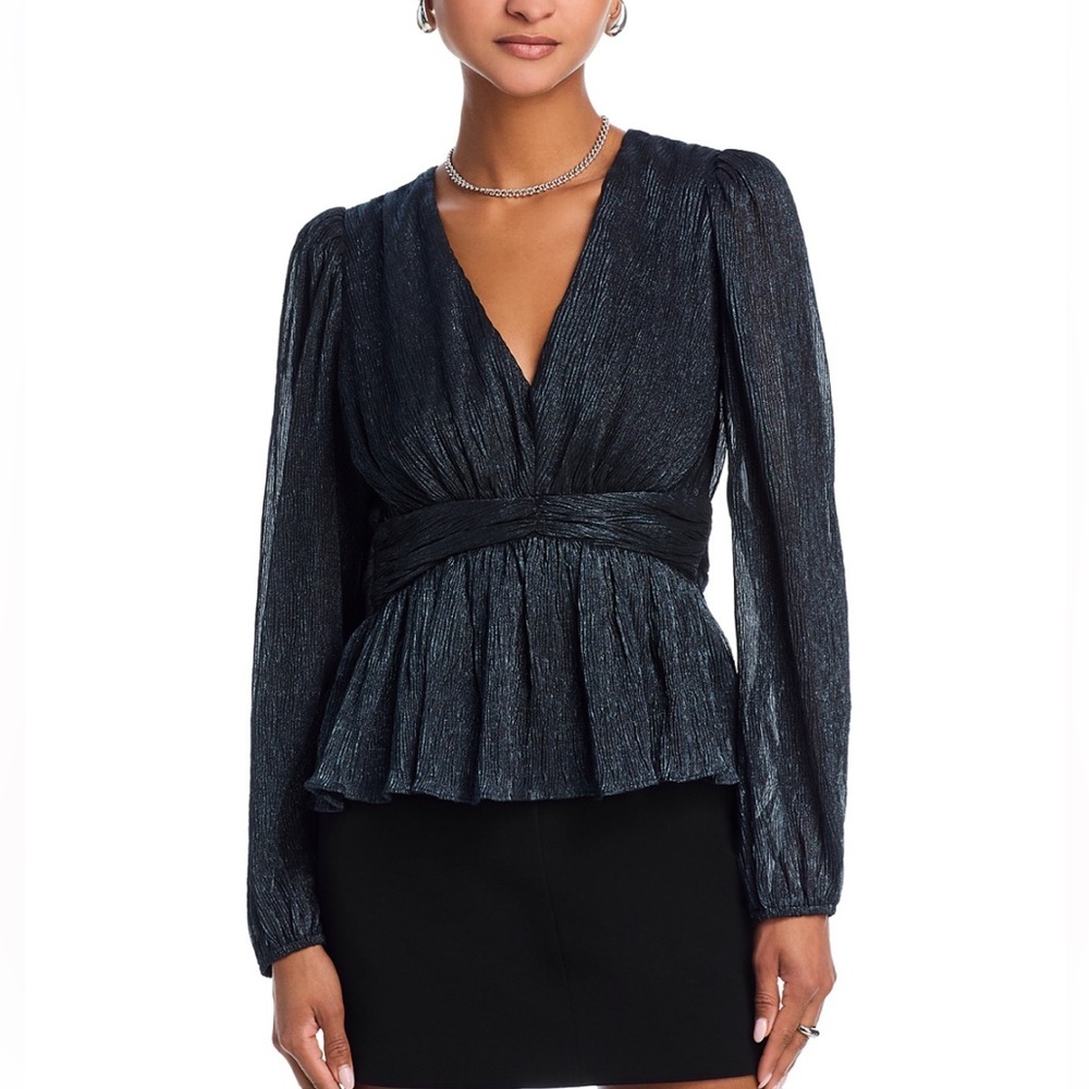Women's‎ AQUA Metallic V-Neck Long-Sleeve Top NWT Size Medium